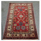 Pakistani Wool Area Rug 46 x 72 Inch Red and Multi-Color Pattern