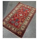 Pakistani Wool Area Rug 46 x 72 Inch Red and Multi-Color Pattern