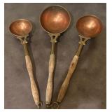 Three Vintage Copper Ladles