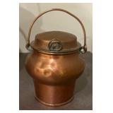 Set of 3 Vintage Hammered Copper Pots with Handles and Lids