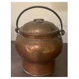 Set of 3 Vintage Hammered Copper Pots with Handles and Lids