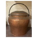 Set of 3 Vintage Hammered Copper Pots with Handles and Lids