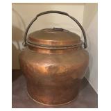 Set of 3 Vintage Hammered Copper Pots with Handles and Lids