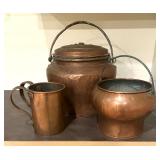 Set of 3 Vintage Copper Kitchenware Pieces