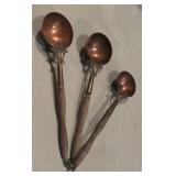Three Vintage Copper Ladles with Wooden Handles