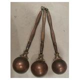 Three Vintage Copper Ladles with Wooden Handles