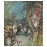 "A Propos De Fleurs" Embossed Lithograph Print by Vietnamese French Artist Dang Lebadang