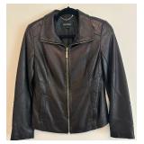 Black Ellen Tracy Size Small Leather Coat