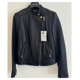 New Black Leather Size Small Coat by Cole Haan