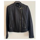 New Black Leather Size Small Coat by Cole Haan