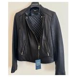 New Black Leather Size Small Coat by Cole Haan