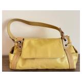 Kenneth Cole Yellow Leather Shoulder Bag with Side Pockets
