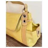 Kenneth Cole Yellow Leather Shoulder Bag with Side Pockets