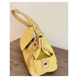 Kenneth Cole Yellow Leather Shoulder Bag with Side Pockets