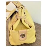 Kenneth Cole Yellow Leather Shoulder Bag with Side Pockets