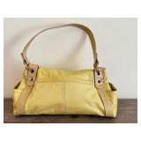 Kenneth Cole Yellow Leather Shoulder Bag with Side Pockets