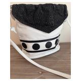 Vintage White and Black Polka Dot Drawstring Shoulder Bag