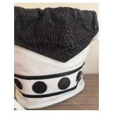 Vintage White and Black Polka Dot Drawstring Shoulder Bag