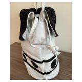 Vintage White and Black Polka Dot Drawstring Shoulder Bag