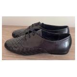 Meucci Black Woven Leather Lace-Up Shoes Size 6.5, Made in Italy