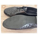Meucci Black Woven Leather Lace-Up Shoes Size 6.5, Made in Italy