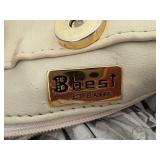 Bbest Beige Quilted Leather Shoulder Bag with Gold Chain and Tassels