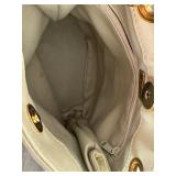 Bbest Beige Quilted Leather Shoulder Bag with Gold Chain and Tassels