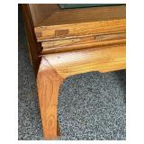 Wood and Metal Square End / Accent Table with Inlay from an Antique Screen from a Temple in Shanghai