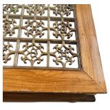 Wood and Metal Square Coffee Table with Inlay from an Antique Screen from a Temple in Shanghai