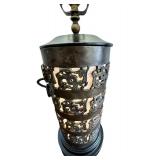 Pair of 30" Table Lamps with Ornate Metal Bases