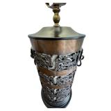 Pair of 30" Table Lamps with Ornate Metal Bases