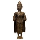 Bronze Buddha Sculpture on Stone Base