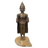Bronze Buddha Sculpture on Stone Base