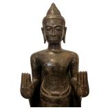 Bronze Buddha Sculpture on Stone Base