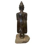 Bronze Buddha Sculpture on Stone Base