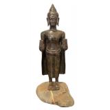 Bronze Buddha Sculpture on Stone Base