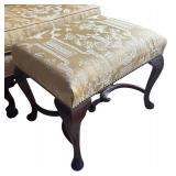 Wingback Armchair with Matching Ottoman and Carved Wood Legs