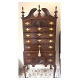 Kindel New England Style Mahogany Dresser / Kindel Mahogany Highboy Chest with Brass Hardware