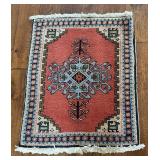 Handwoven Vintage Small Persian Wool Rug 27.5 x 34 Inches