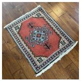 Handwoven Vintage Small Persian Wool Rug 27.5 x 34 Inches