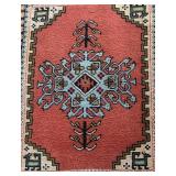 Handwoven Vintage Small Persian Wool Rug 27.5 x 34 Inches