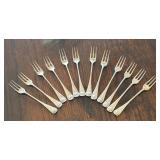 Twelve Sterling Silver Williamsburg Shell Pastry Forks
