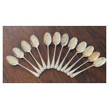 Twelve Sterling Silver Williamsburg Steiff Demitasse Spoons
