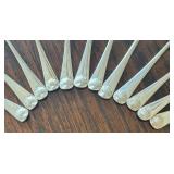 Twelve Sterling Silver Williamsburg Steiff Demitasse Spoons