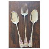 Sterling Silver Williamsburg Shell Serving Spoon and Meat Fork