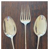 Sterling Silver Williamsburg Shell Serving Spoon and Meat Fork