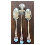Sterling Silver Williamsburg Shell Serving Spoon and Meat Fork