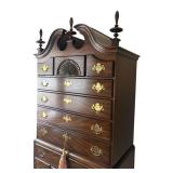 Kindel New England Style Mahogany Dresser / Kindel Mahogany Highboy Chest with Brass Hardware