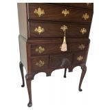 Kindel New England Style Mahogany Dresser / Kindel Mahogany Highboy Chest with Brass Hardware