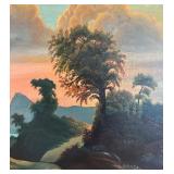 Framed Landscape Painting with Ornate Frame